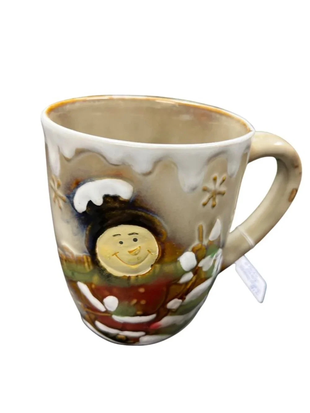 Christmas theme set of 4 large ceramic glazed cups mugs SKU 10-585